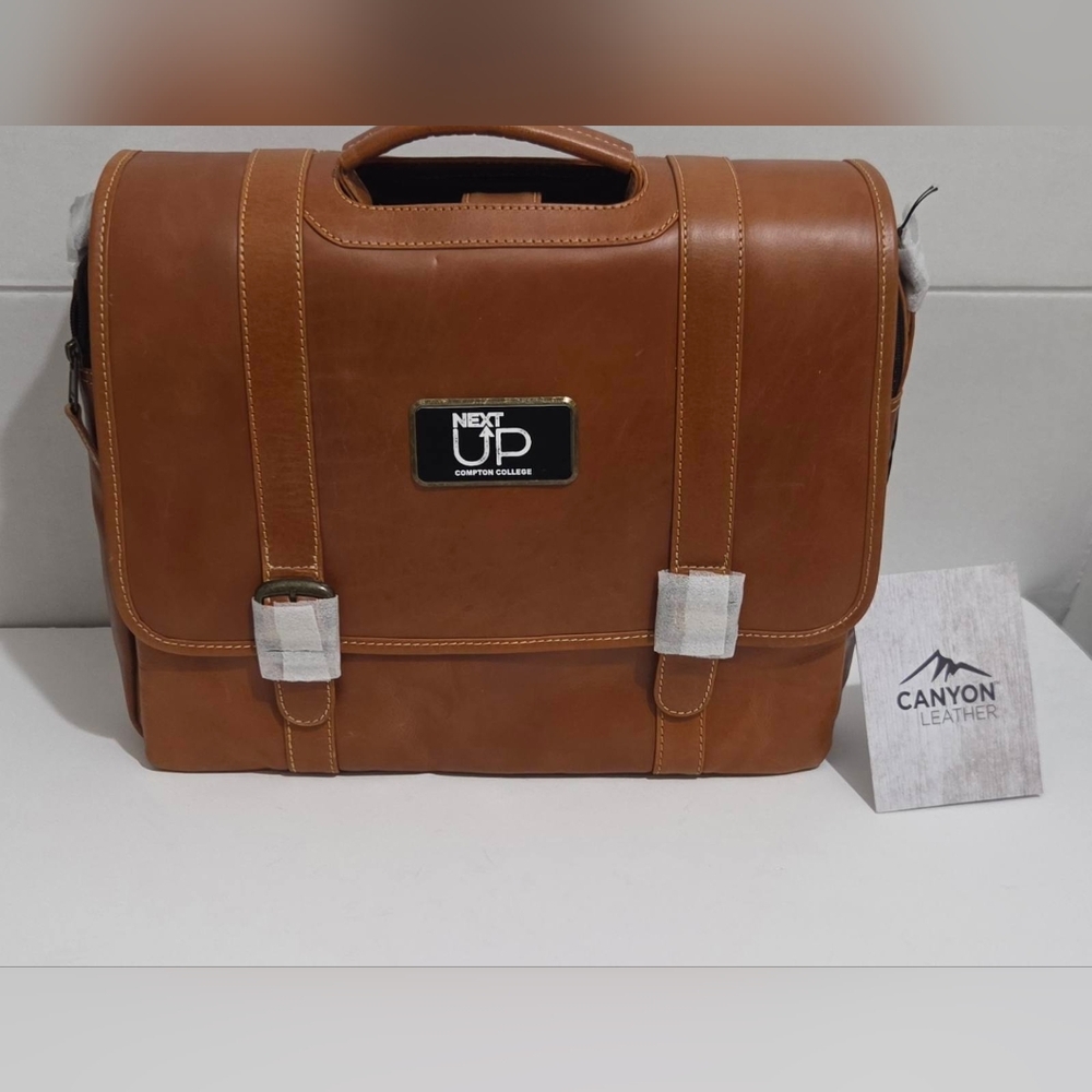 Canyon Outback Canyon 15" Leather  Briefcase  Compton College Has Stain